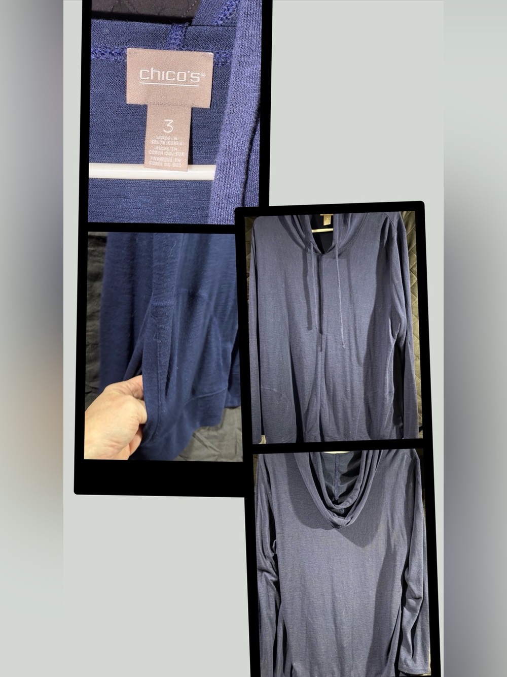 Chico's‎ Blue Shirt with Hoodie #1316